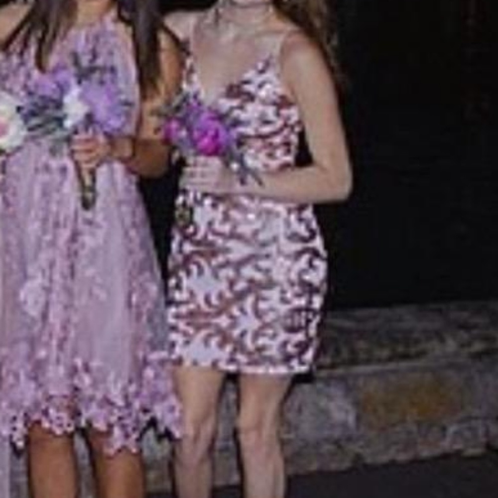 Short, Rose Gold Sequined Dress